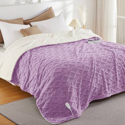 Garvee Electric Blanket Queen Size Dual Control - 10 Heating Levels, 10 Time Settings - Thick Tufted Sherpa - ETL Certified, ...