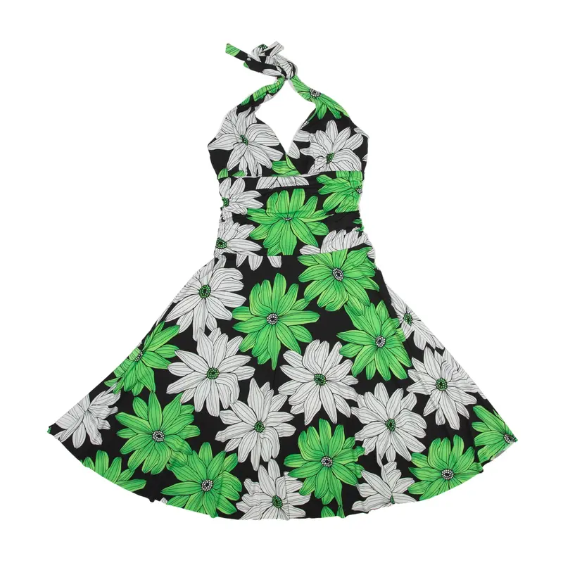 MY MICHELLE Y2K Flower Fit & Flare Dress Green Sleeveless Knee Length Womens UK 4