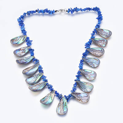 Lapis Lazuli and Abalone Shell/Paua ShellBib Statement Necklaces