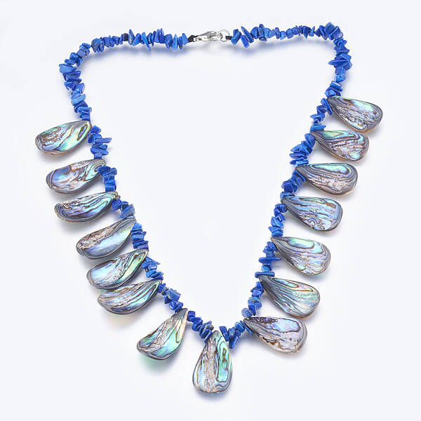 Lapis Lazuli and Abalone Shell/Paua ShellBib Statement Necklaces