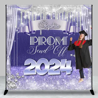 Send Off 2024 Purple Silver Custom Grad Backdrop - Aperturee