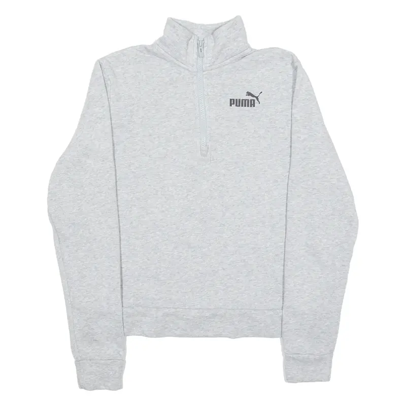 PUMA Cropped Womens Sweatshirt Grey 1/4 Zip S