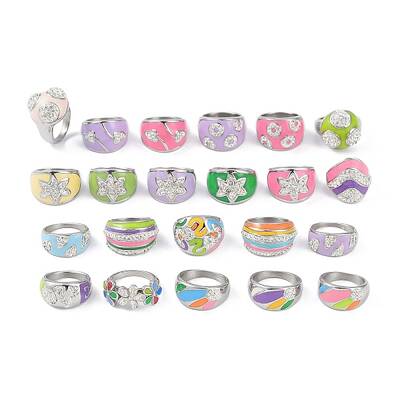 304 Stainless Steel Enamel Wide Rings for Women