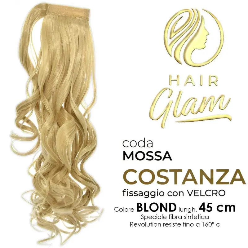 HAIR GLAM COSTANZA WAVY PONY WITH VELCRO FIBER REVOLUTION Length BLONDE 45CM