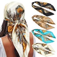 AWAYTR 4PCS/set 35” Large Square Head Scarves Silk Like Neck Scarf Bandana Hair Sleeping Head Wrap Fashionable Hair Scarfs ...