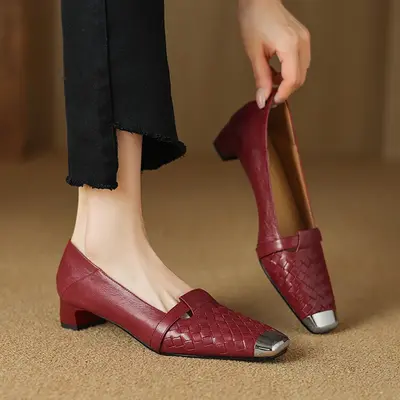 CHIKO Alison Square Toe Block Heels Pumps Shoes