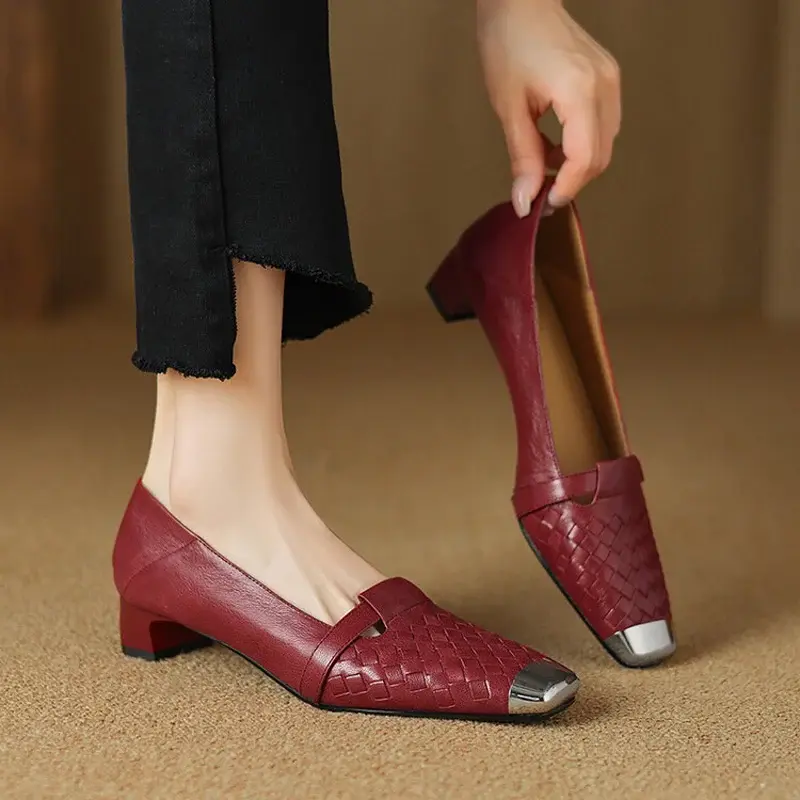CHIKO Alison Square Toe Block Heels Pumps Shoes