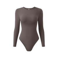 OYV Women's Bodysuits Sexy Ribbed One Piece Long Sleeve Small Crew Neck Tops Bodysuits Fashion Casual