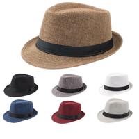 Fashionable Gentleman Jazz Hat Straw Hat Unisex British Vintage Fedora Simple Design High-End Casual Cowboy Hat, 58cm Size, M...