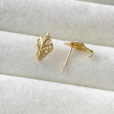 Leaf Shape Brass Stud Earring Finding