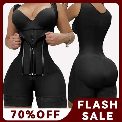 LUXSEREN Women's 2 in 1 High Waist Shapewear Solid Color Zipper Corset Tummy Control Butt Lifting Seamless Bodysuit for Daily...