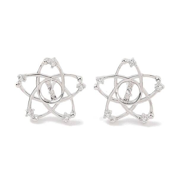 925 Sterling Silver Micro Pave Cubic Zirconia Earring Settings Findings