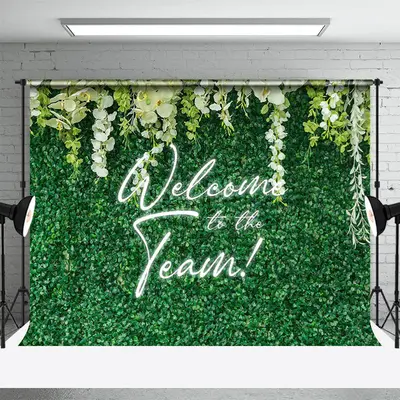 Greenery Welcome To The Team Emplpoyee Party Backdrop - Aperturee