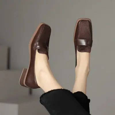 CHIKO Payton Square Toe Block Heels Loafers Shoes