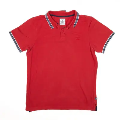UMBRO Polo Shirt Red Short Sleeve Mens M