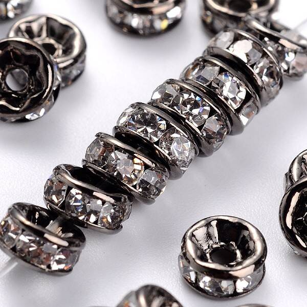 Brass Rhinestone Spacer Beads