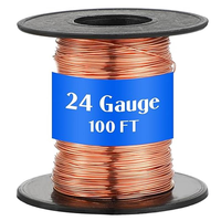 Pure Bare Copper Wire 100ft 24 Gauge for Gardening, Electroculture, Bonsai, Jewelry Making, Non Insulated, 0.019\