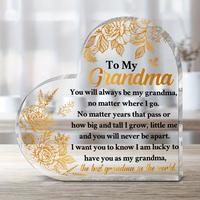 Acrylic Heart Shaped Flowers Plaque, 1/12pcs To My Grandma Plaque Gift, Desk Decorations, Gift for Women, Centerpieces Decora...