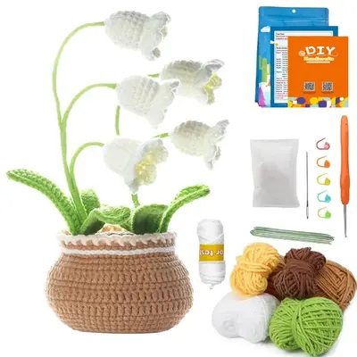 【Clearance】 DIY Handmade Crochet Flower Pot, 1 Set DIY Knitting Plant, DIY Home Living Bedroom Desktop Decoration