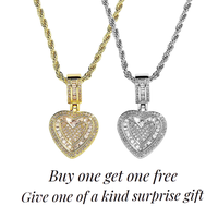 Hip Hop Heart Necklace  perfect for dates and parties. Made with 925 silver and stainless steel chain, it's resistant to oxid...