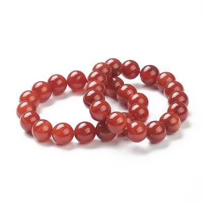 Natural Red Agate Beaded Stretch Bracelets