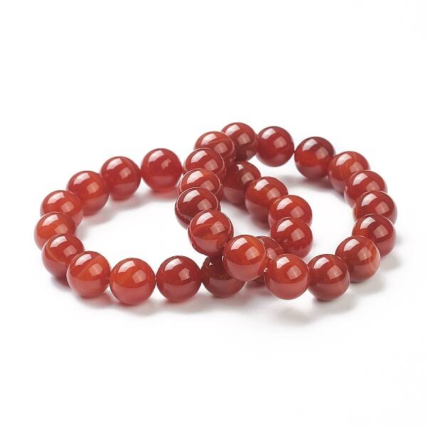 Natural Red Agate Beaded Stretch Bracelets
