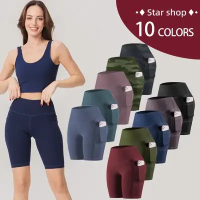 Pro-Fit 1/4/5pcs  bikeshorts, three pockets, 8-inch Inseam, quick dry,  Breathable, Stretch, Summer Outfits, Sportswear, Gym ...
