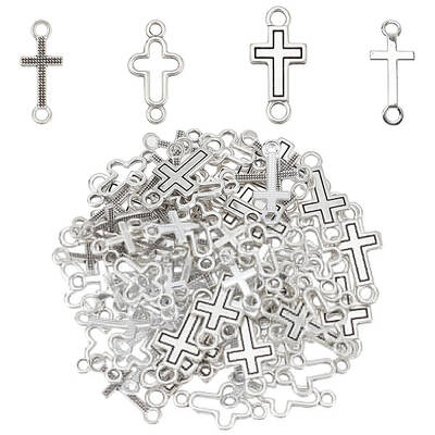 80Pcs 4 Styles Tibetan Style Alloy Connector Charms