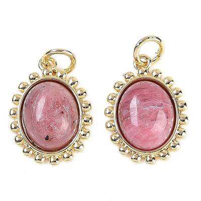 Natural Rhodonite Oval Pendants