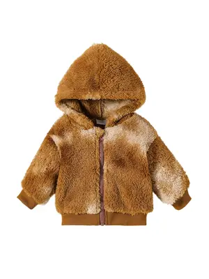 Baby Boys Hooded Jacket Little Kids Tie-dyed Zipper Brown Outerwear