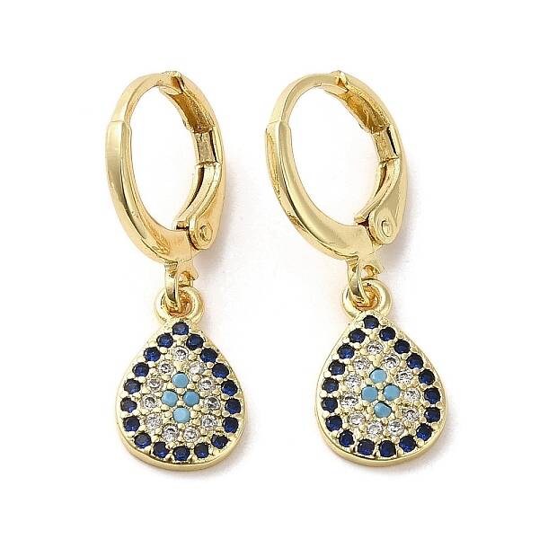 Real 18K Gold Plated Brass Dangle Leverback Earrings