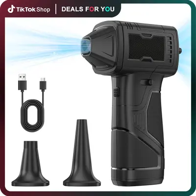 Highyes Electric Air Duster—130,000 RPM Brushless Turbo Fan, Portable Dust Blower for Cleaning Electronics, 3-Speed Cordles...