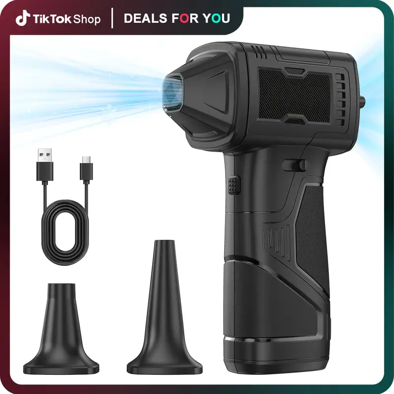 Highyes Electric Air Duster—130,000 RPM Brushless Turbo Fan, Portable Dust Blower for Cleaning Electronics, 3-Speed Cordles...