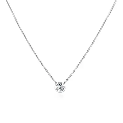 Agato Minimalist Silver Necklace with Clear Zircon AGS1561/47-W