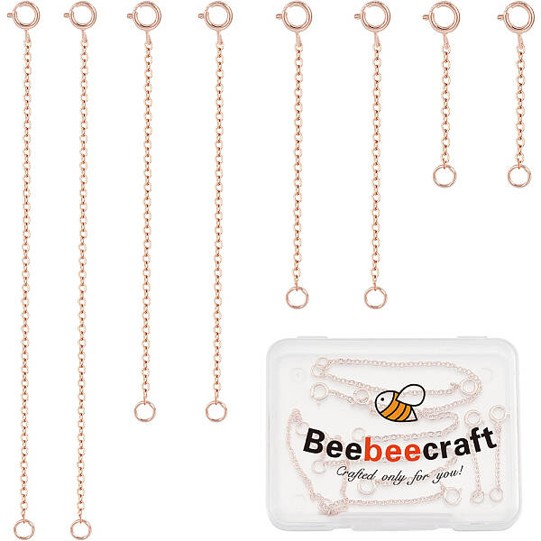 Beebeecraft 8Pcs 925 Sterling Silver Necklace Chain Extender Rose Gold Color Bracelet Anklet Extension 1\
