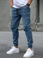 Men's Solid Flap Pocket Drawstring Waist Cargo Pants, Regular Fit Casual Street Jogger Pants for Daily Wear, Men's Casual Str...