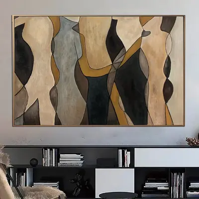 Abstract Human Painting Gold Wall Art Abstract Shapes Art Modern Silhouette Artwork Contemporary Art Luxury Painting | SOUL R...