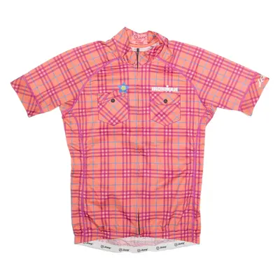 ZOOT Check Cycling Zip Up Womens Jersey Pink High Neck L