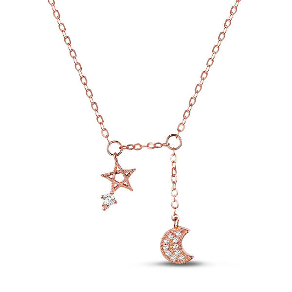 925 Sterling Silver Pentagram & Moon Rhinestone Pendant Necklaces