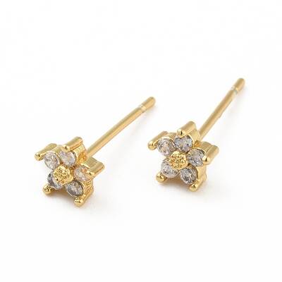 Cubic Zirconia Flower Stud Earrings