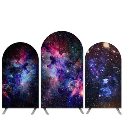 Aperturee Starry Sky Theme Happy Birthday Party Arch Backdrop Kit | Round Arch Backdrop Cover | Wedding Arch Backdrop | Custo...