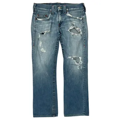 Distressed True Religion Jeans - 34W 31L Light Wash Cotton