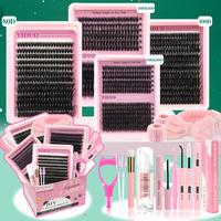 Mixed Length Individual False Eyelashes Kit, 1 Set Natural Look Eyelash Extensions with Eyelash Tools, Curling Fake Eyelash, ...