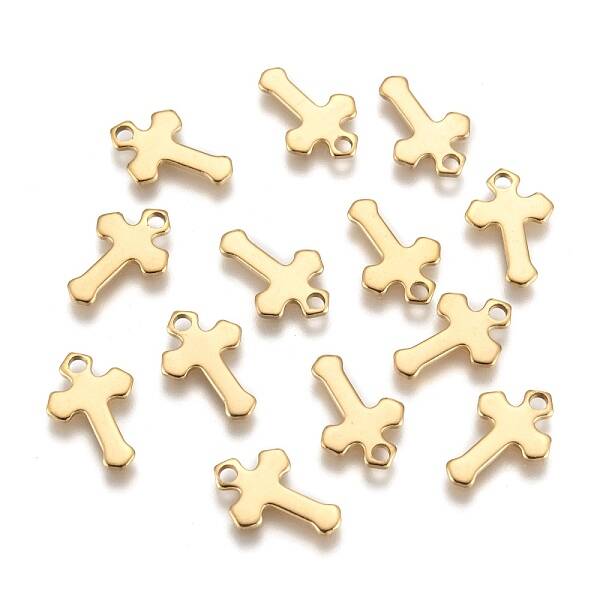 Ion Plating(IP) 304 Stainless Steel Tiny Cross Charms