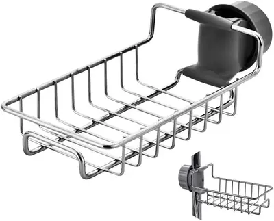 Kitchen Sink Caddy Organizer Over Faucet Sponge Holder, Stainless Steel Heavy Duty Thickening Hanging Faucet Drain Rack for S...