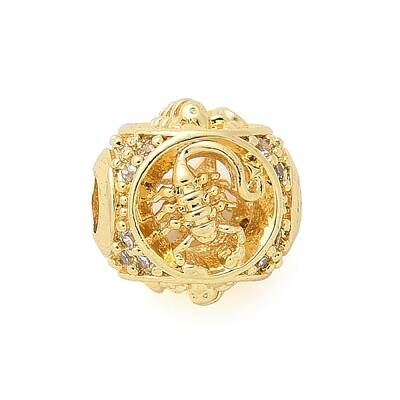 Brass Micro Pave Cubic Zirconia Beads