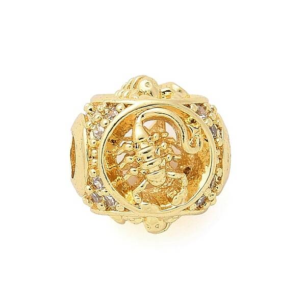 Brass Micro Pave Cubic Zirconia Beads