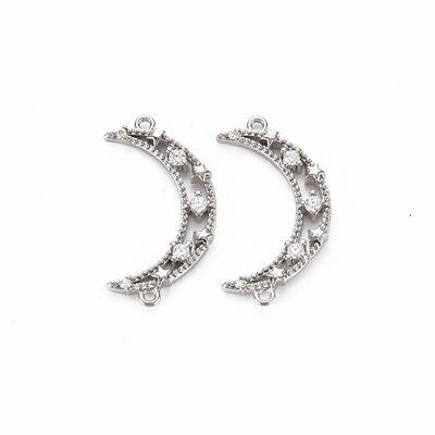 Brass Micro Pave Clear Cubic Zirconia Connector Charms