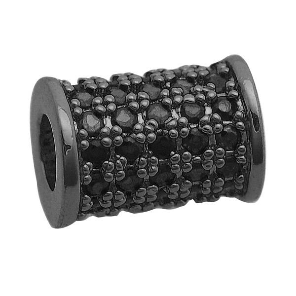 Brass Micro Pave Cubic Zirconia Beads
