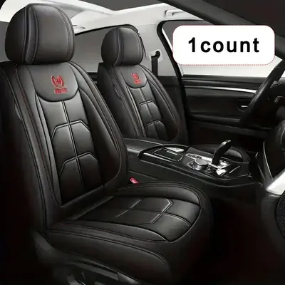 Premium PU Leather Car Front Seat Cover for Summer, 1 Count Full Wrapping Edge Car Seat Protector, Universal Car Seat Cushio...